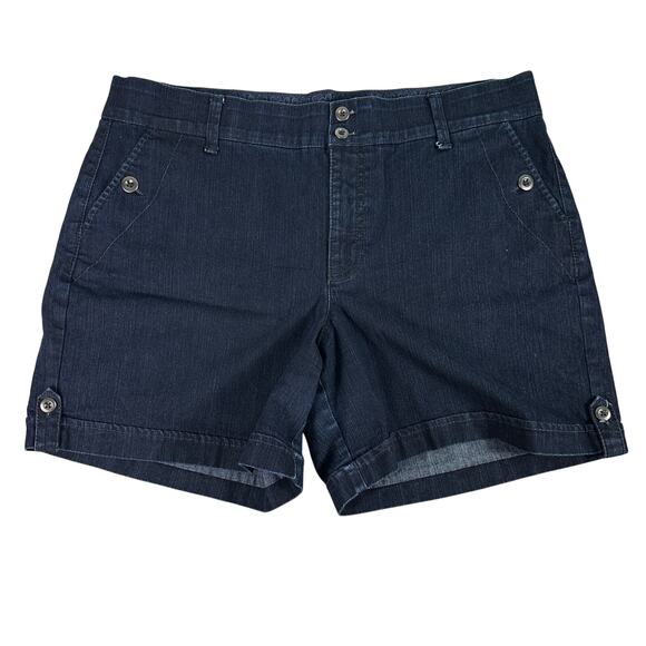 Gloria Vanderbilt Pants - Gloria Vanderbilt Dark Denim Jean Shorts Missy Size 16‎ Dark High Rise Plus
